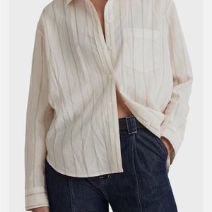 Madewell Cream and Black Striped Relaxed Shirt